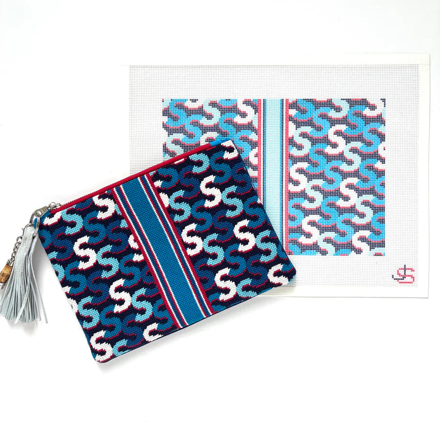 S Letter Clutch Canvas Blues JS-S4A