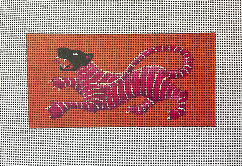 IN633 Pink Striped Cat on Orange