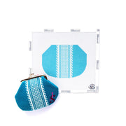 Lace Stripe Kiss Lock Bag Needlepoint Canvas - bright blue