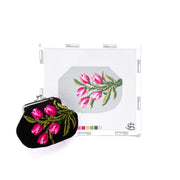 Tulips Kiss Lock Bag Needlepoint Canvas - grayscale