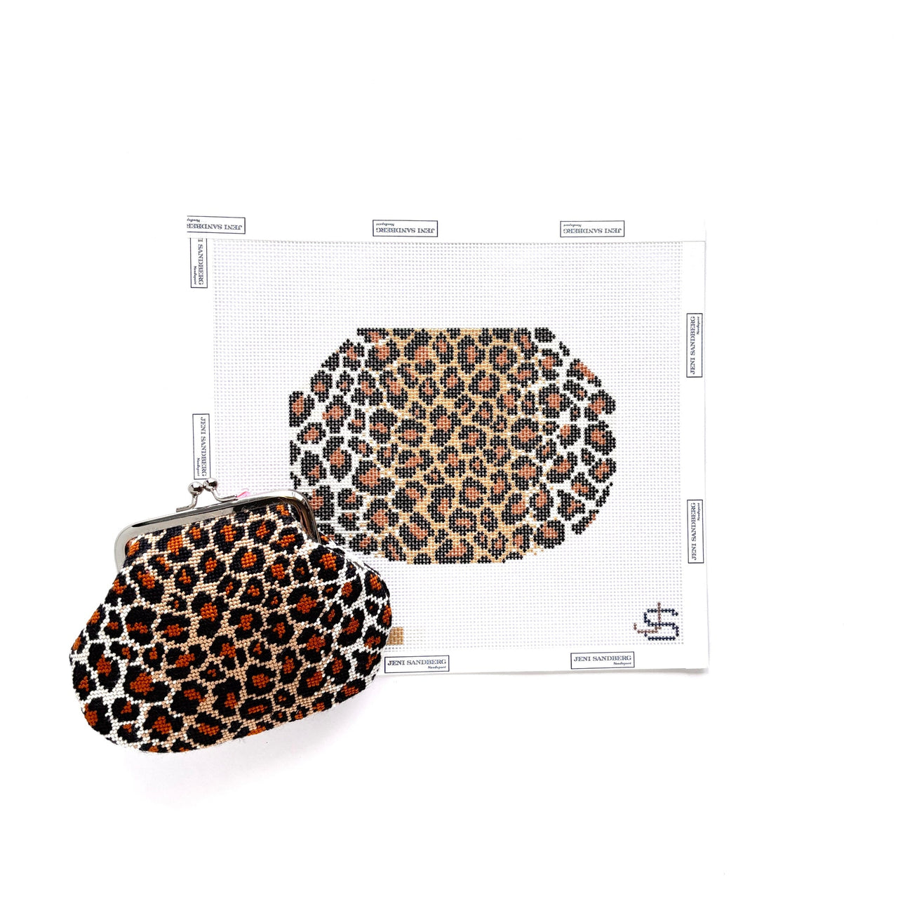 Leopard Kiss Lock Bag Needlepoint Canvas