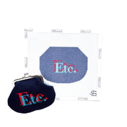 Etc. (double) Kiss Lock Bag Needlepoint Canvas - navy blue and red