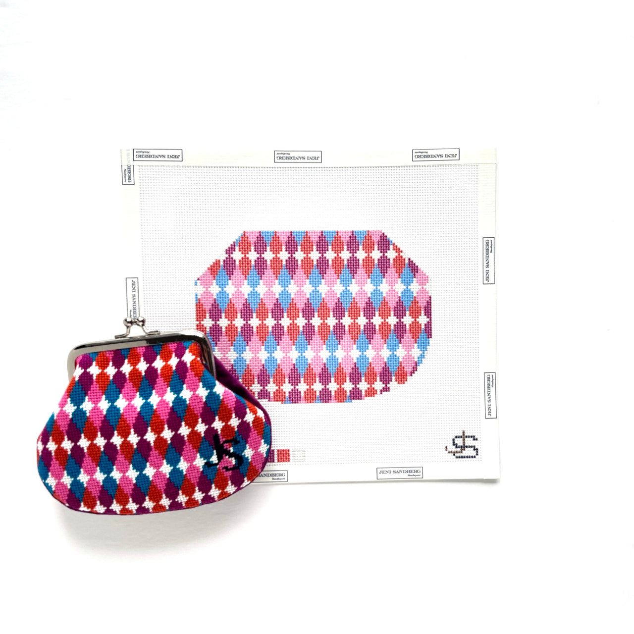 Teardrops Kiss Lock Bag Needlepoint Canvas - bright