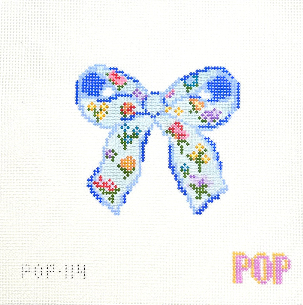 Floral Print Bow - Blue POP-114