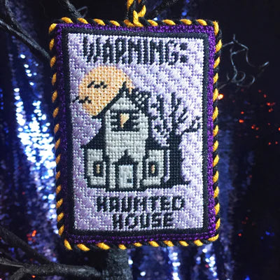 Warning Haunted House Ornament HSS-10