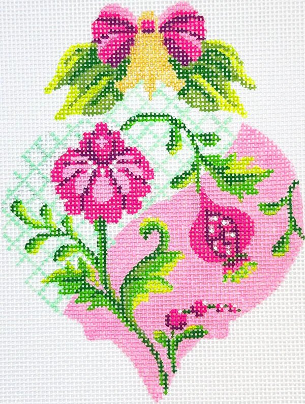 KC-KAH52-18 Pink & Green Trellis Teardrop