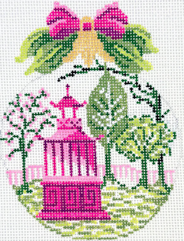 KC-KAH53-18 Pink Buds over Garden Folly