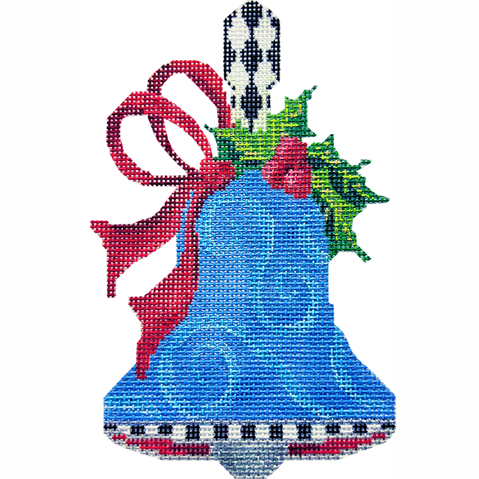 KC-KBL13-18 Blue Swirls & Red Bow Handbell - TS