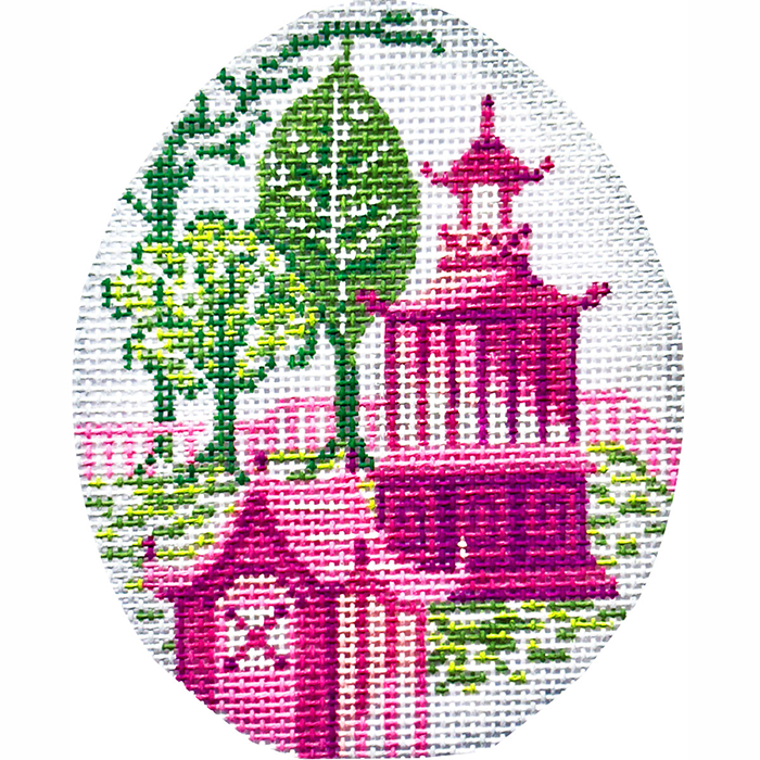 KC-KEA103-18  Pink & Green Pagoda Egg