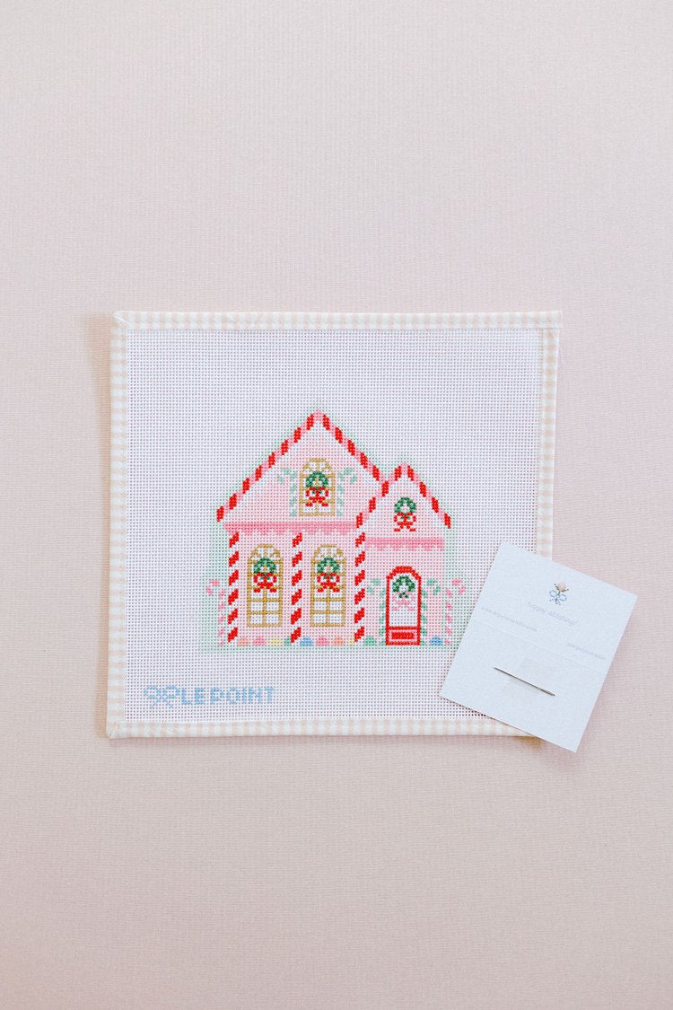 Le Point Christmas Village Peppermint House Canvas + Stitch Guide by Melissa MacLeod