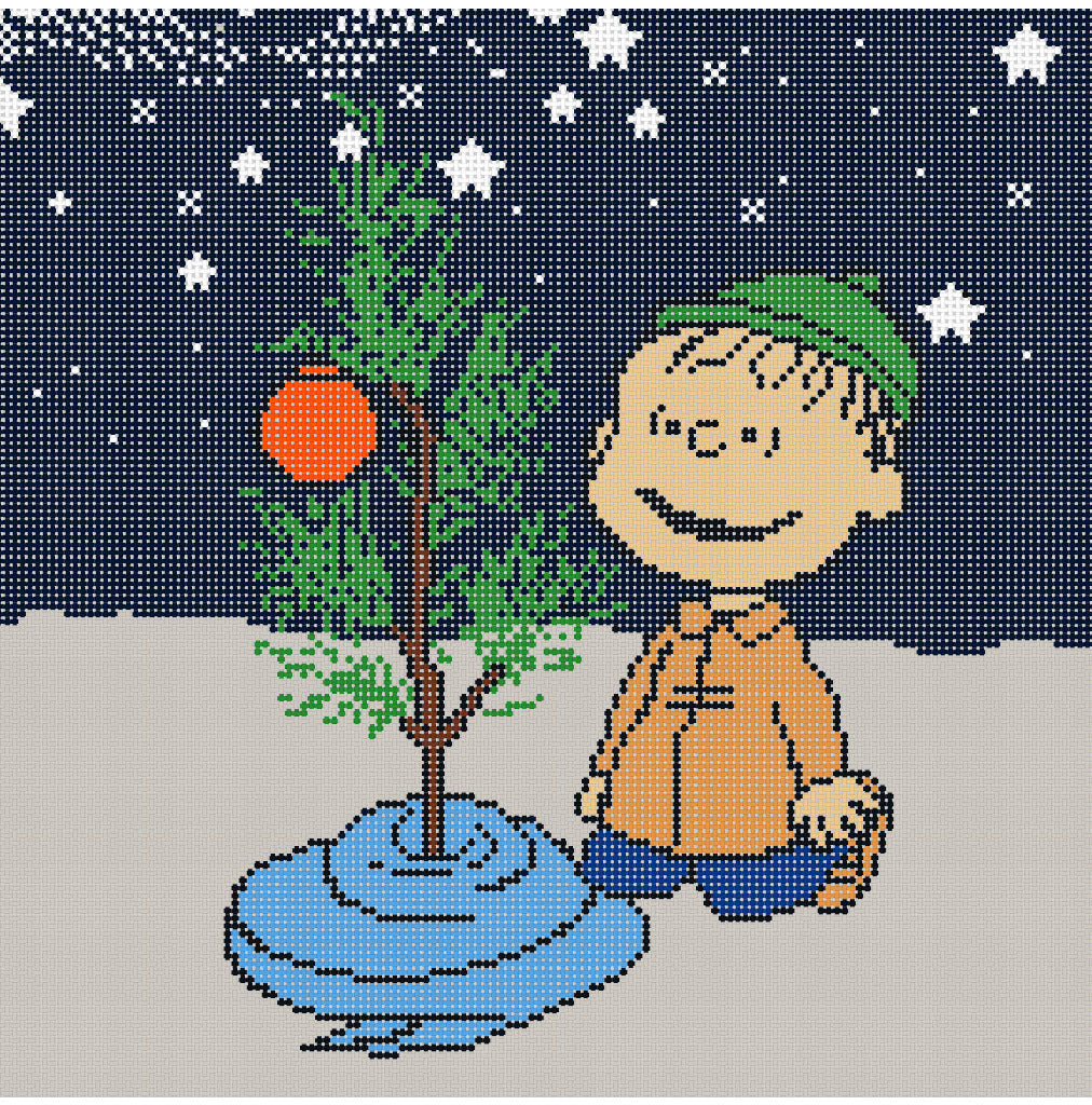 CBC4 PEANUTS  "A Charlie Brown Christmas"  - Linus Kneeling with Blanket at Tree Canvas - SE