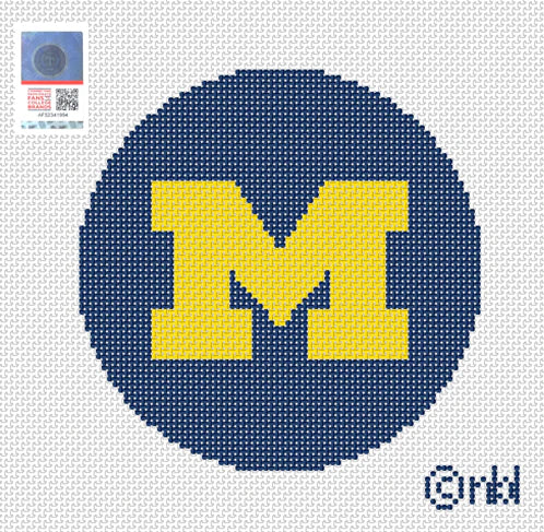 Michigan 4 inch round Needlepoint Canvas Blue