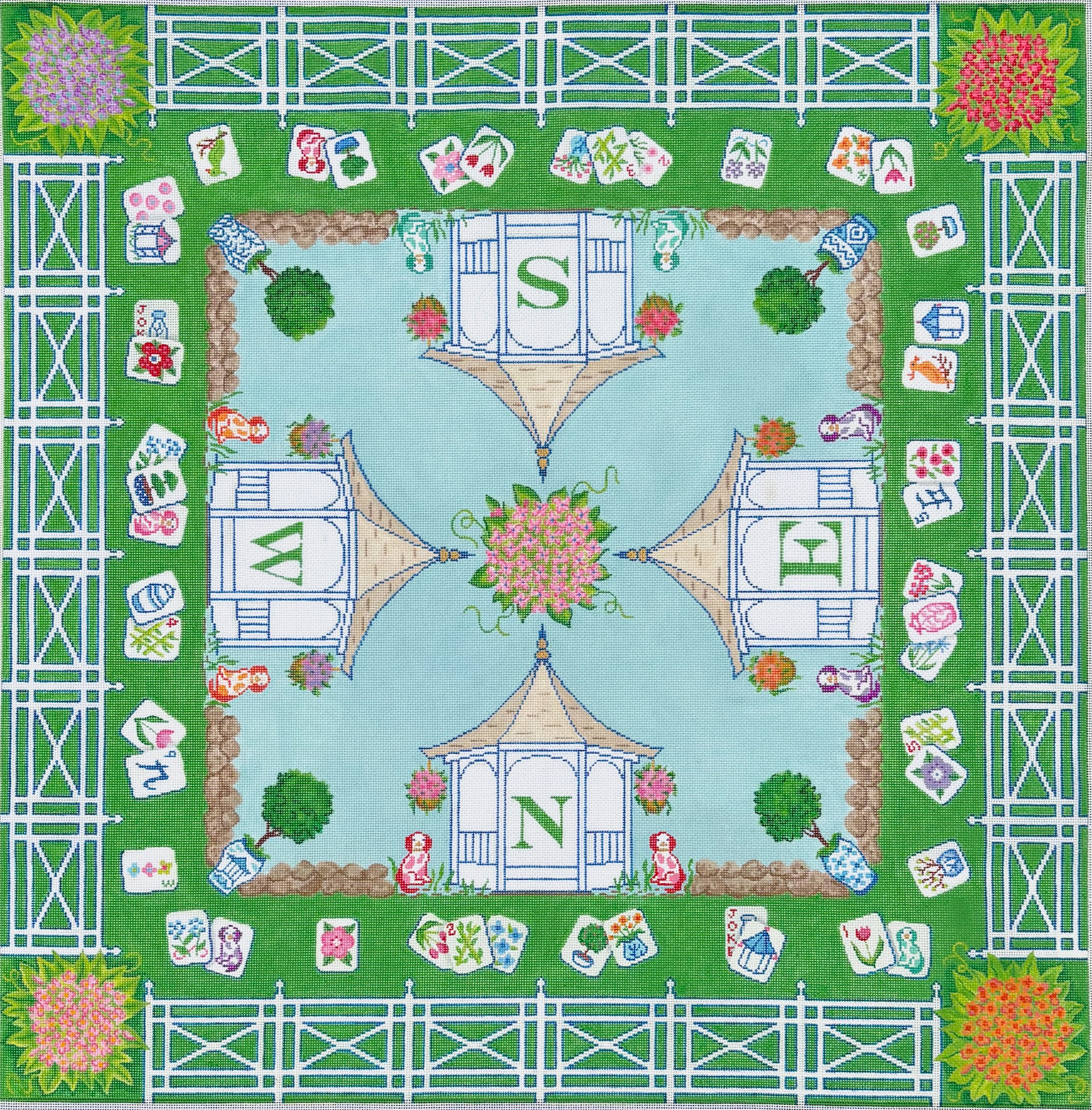 English Country Garden Mahjong Mat - Kate Dickerson