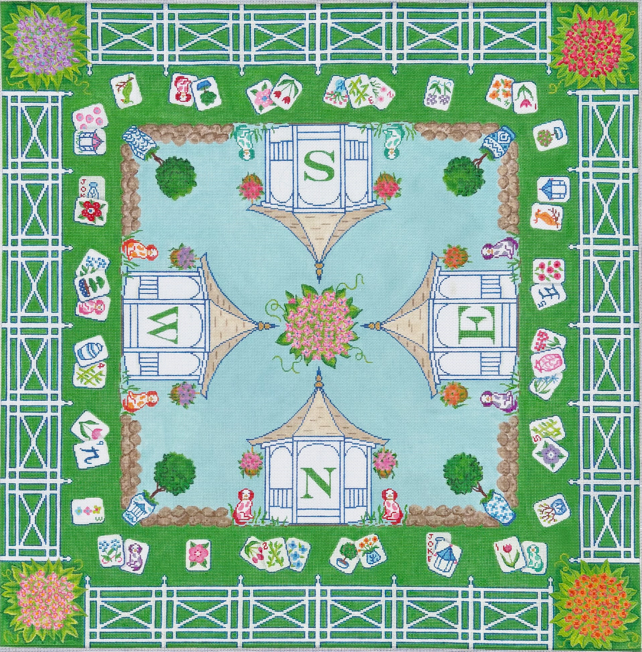 English Country Garden Mahjong Mat - Kate Dickerson