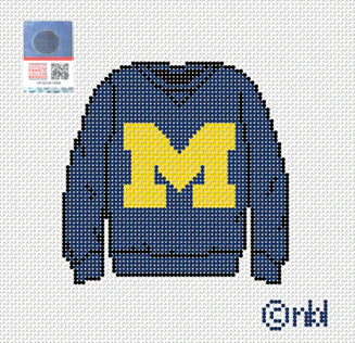Michigan Sweatshirt Needlepoint Canvas Blue