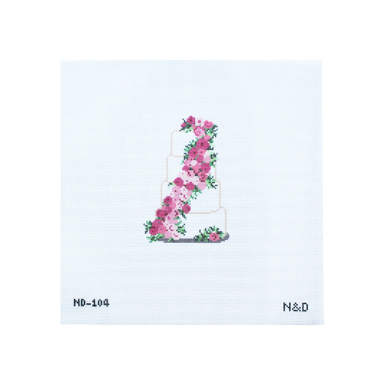 Pink Flowers Wedding Cake Needlepoint Canvas