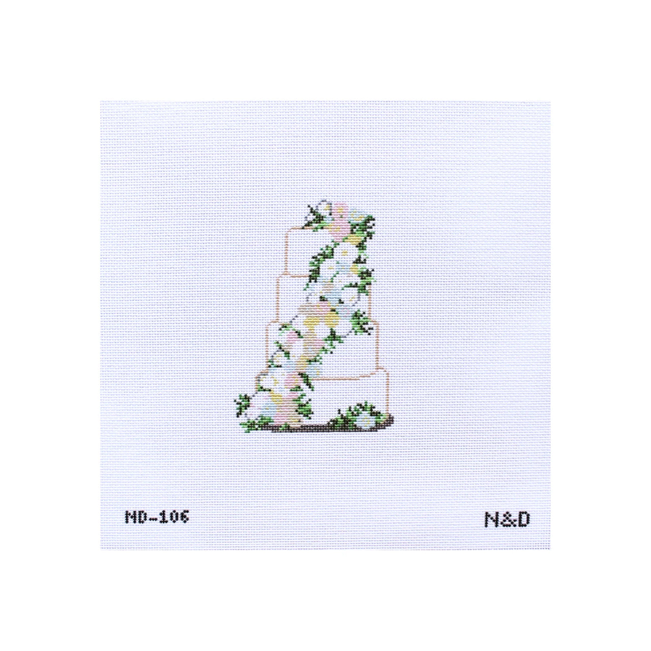 Cream and Pastel Flowers Wedding Cake Needlepoint Canvas
