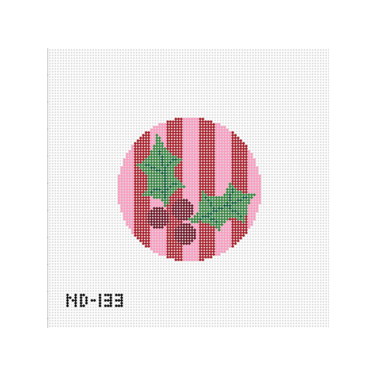 Holly - Pink & Red Round Needlepoint Canvas