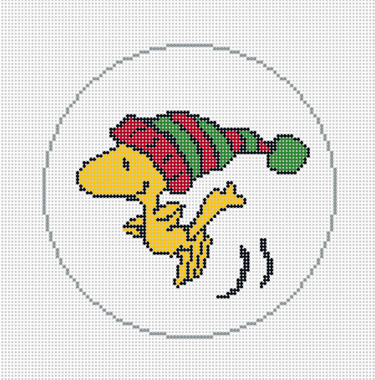 PNTS-WINTER2 PEANUTS Winter - Woodstock in Stocking Cap Round Canvas - SE