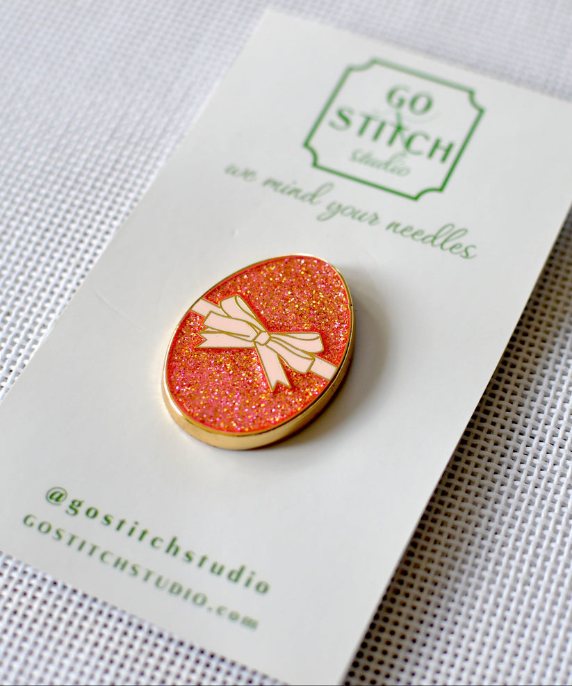 Pink Champagne Egg w/ Glitter Needleminder