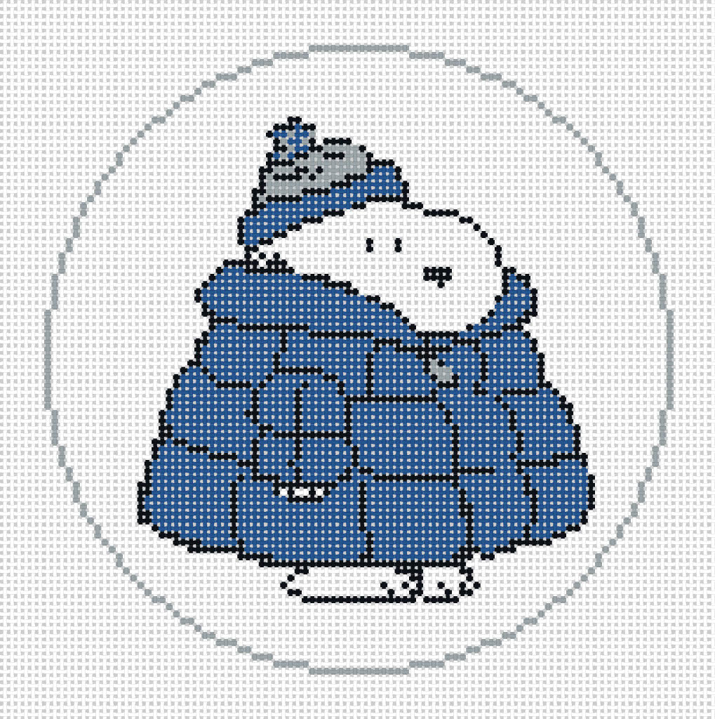 PNTS-WINTER3 PEANUTS Winter - Snoopy in Puffer Coar Round Canvas - RED - SE