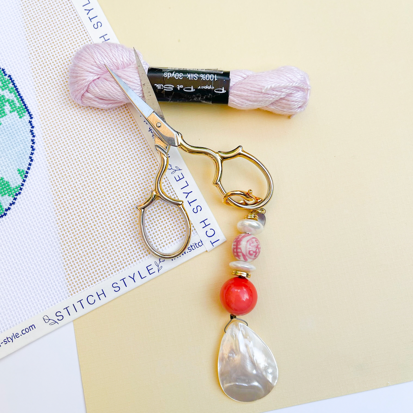 Molly Beads Mother of Pearl Scissor Fob