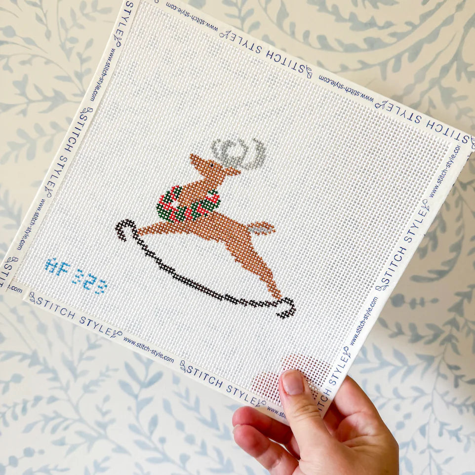 Reindeer Rocking Horse 13 mesh Needlepoint Canvas