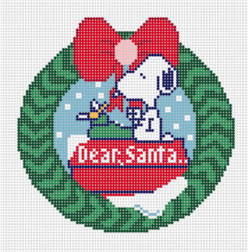 PNTS-XMAS05 PEANUTS Christmas - "Dear Santa"  Wreath Canvas Round Canvas - SE