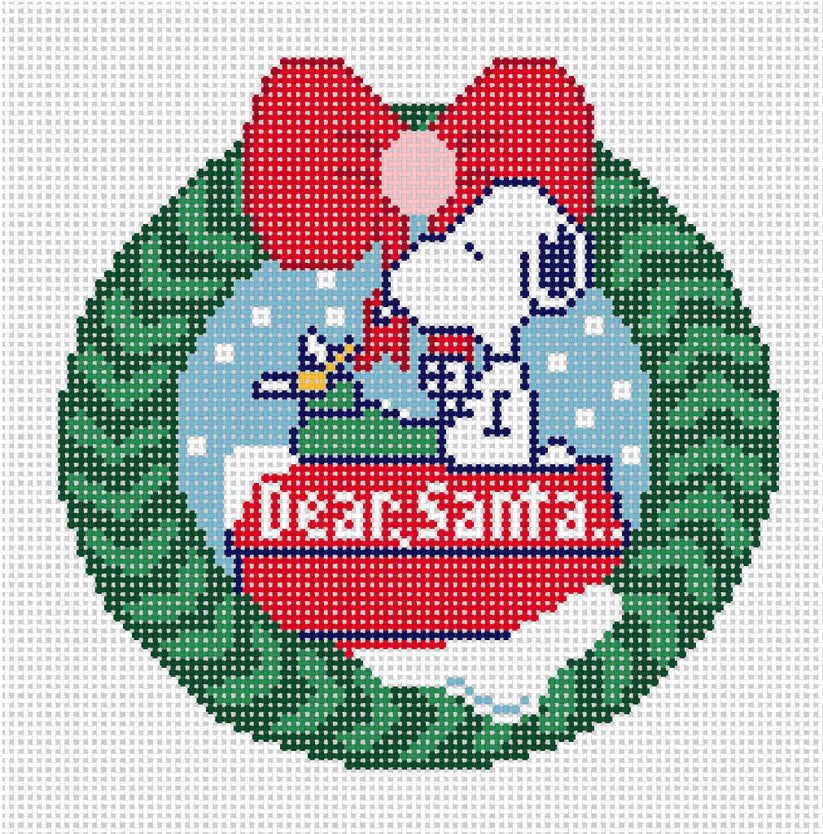 Snoopy Dear Santa Wreath Round Canvas PNTS-XMAS05