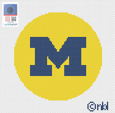 Michigan 4 inch round Needlepoint Canvas Gold