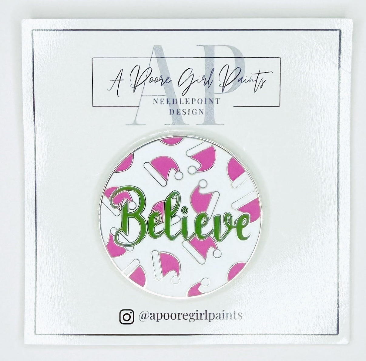 Believe with Santa Hats - Needle minder