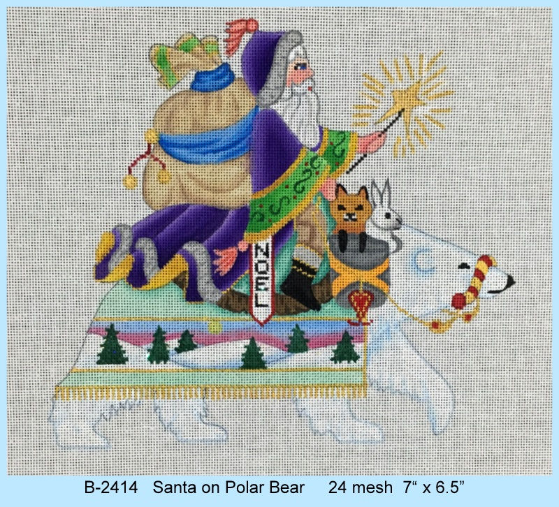 B-2414 Santa on Polar Bear   24 mesh - TS