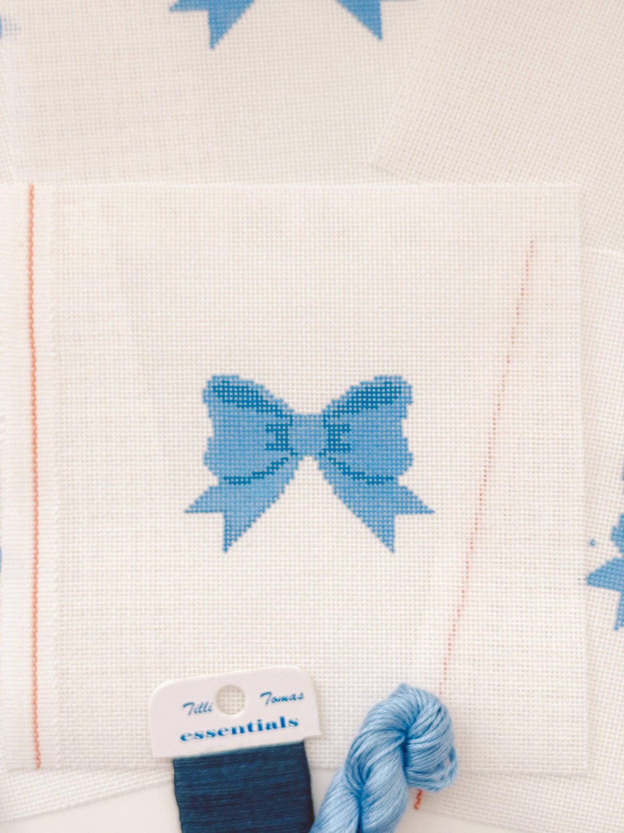 Aesthetic Blue Bow Coquette Needlepoint Canvas