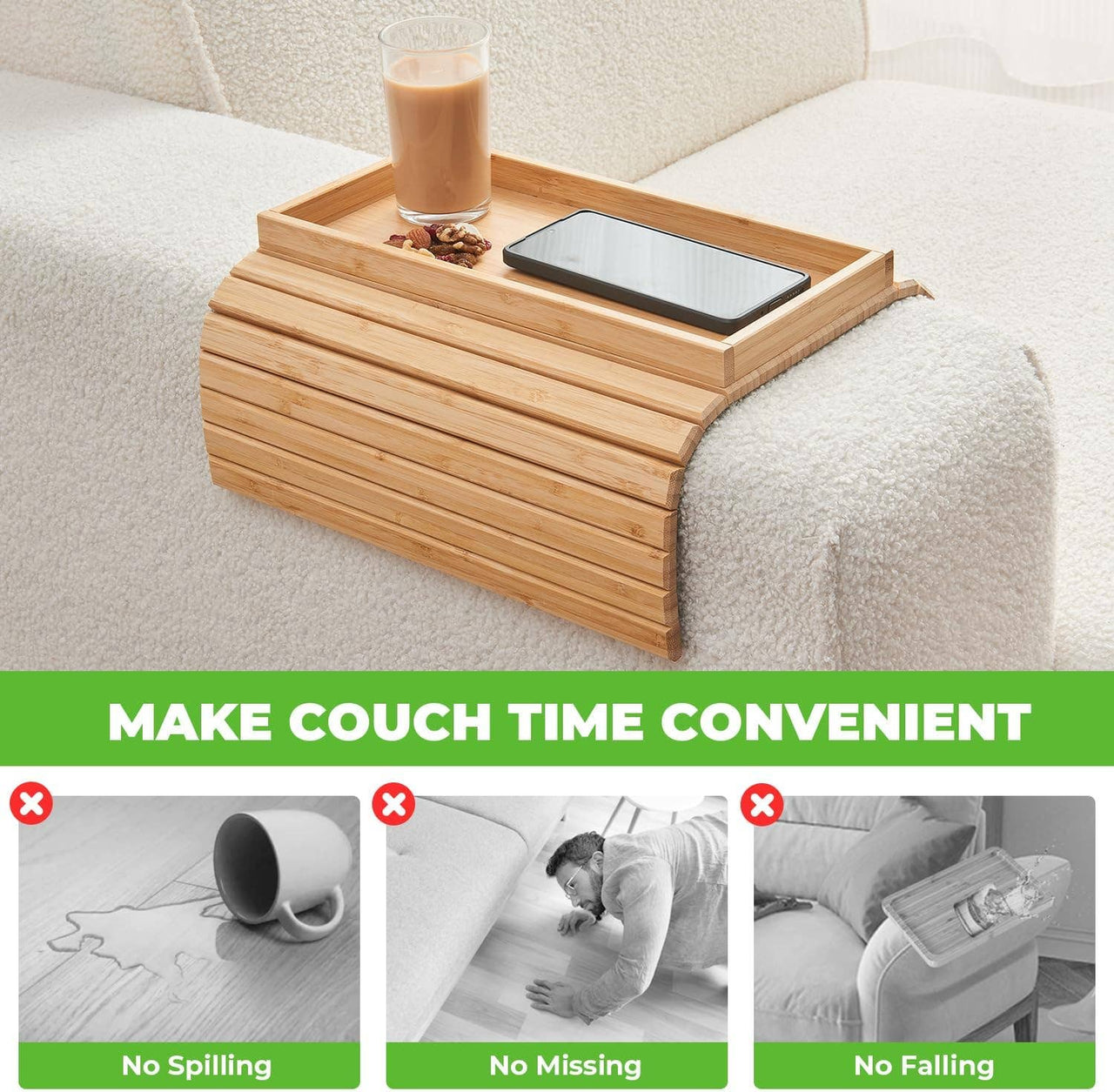 Bamboo Couch Arm Tray