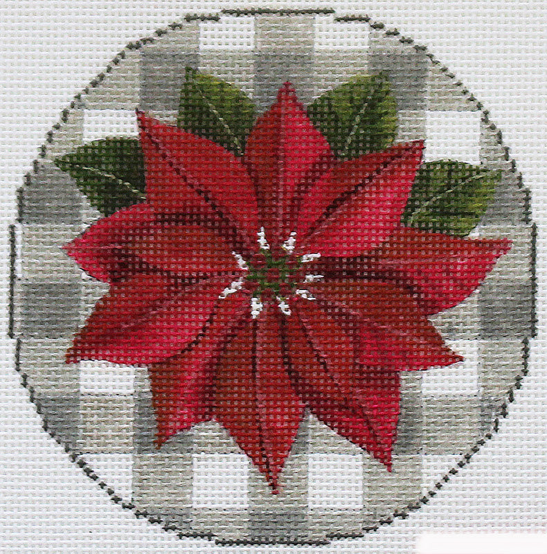 PLD-DS-1147 Poinsettia on Grey Gingham