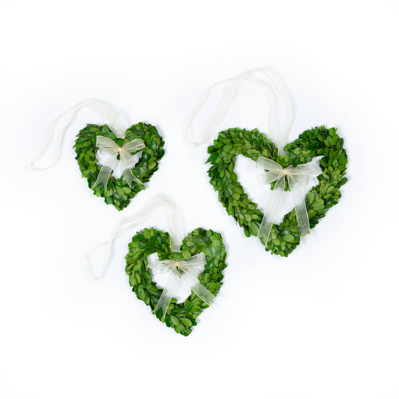Preserved Boxwood Wreath - Heart With Ribbon