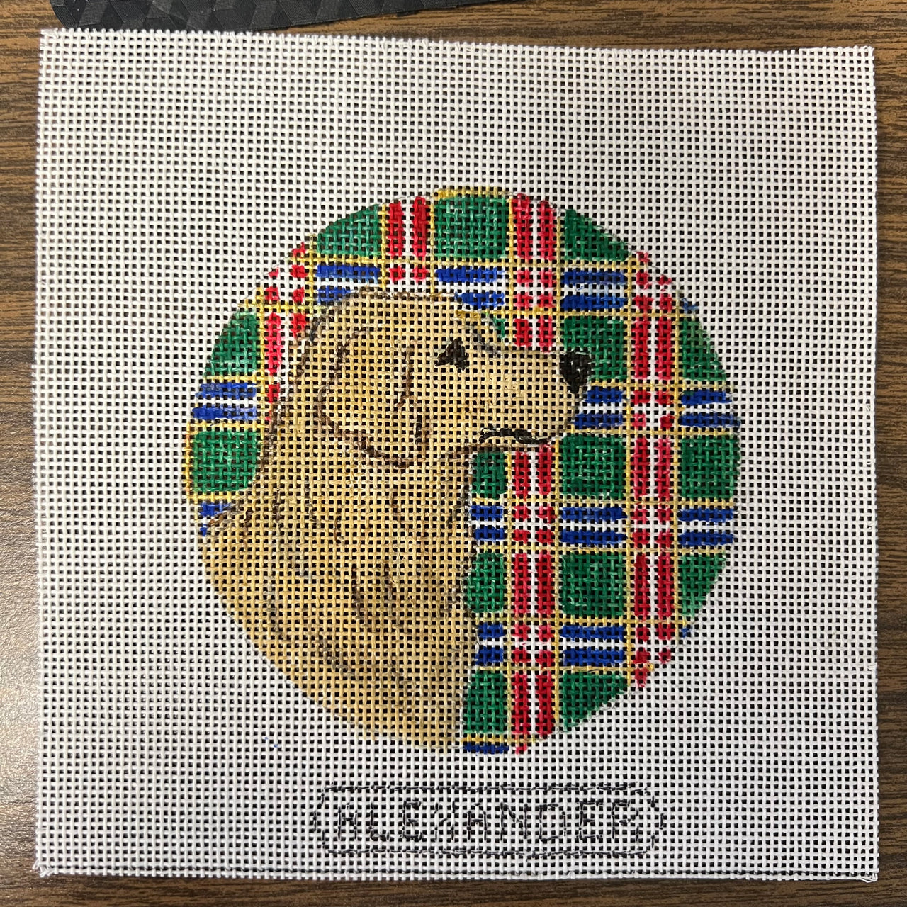 c/o Golden Retreiver Profile with Plaid