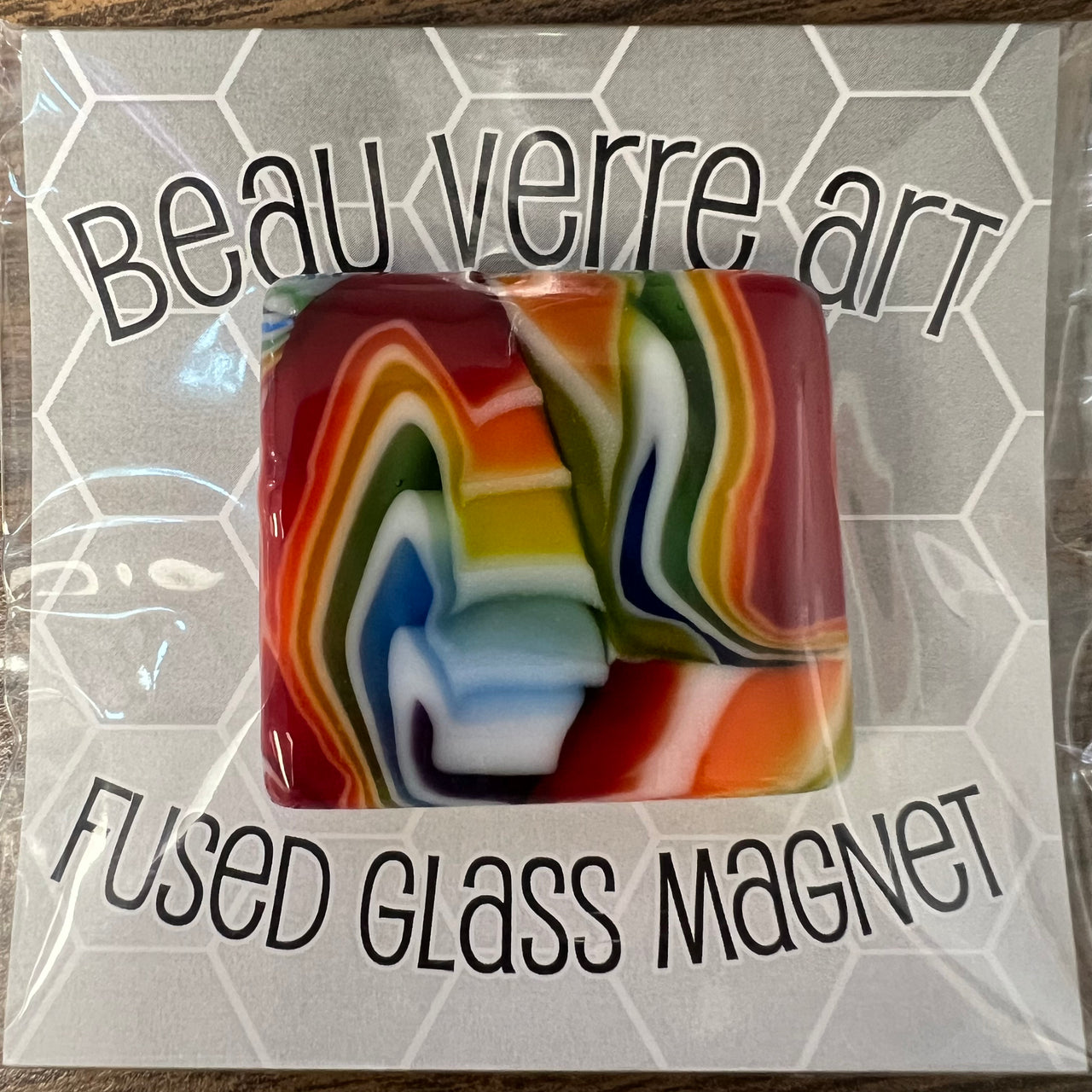 Rainbow Swirl Fused Glass Minder