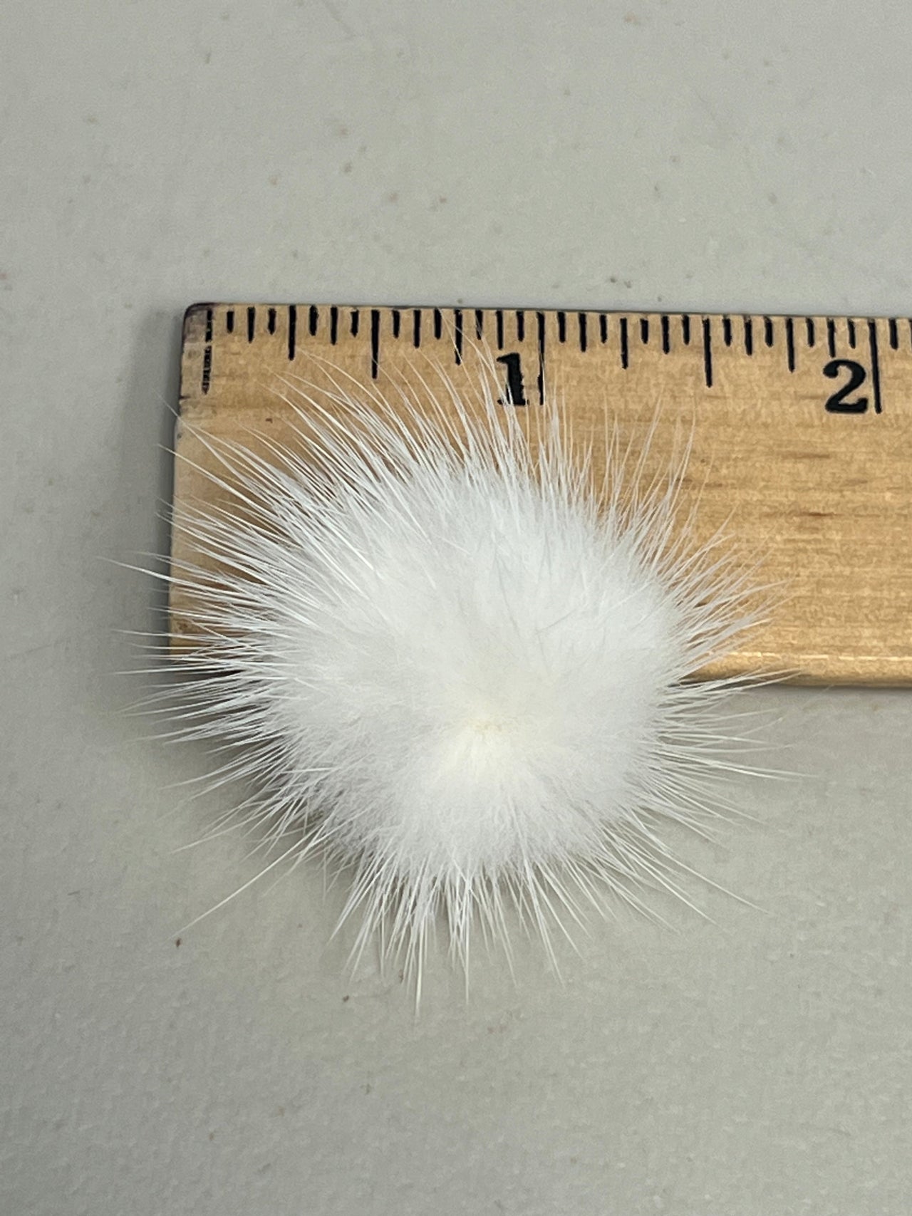 1.25" White Mink Pom