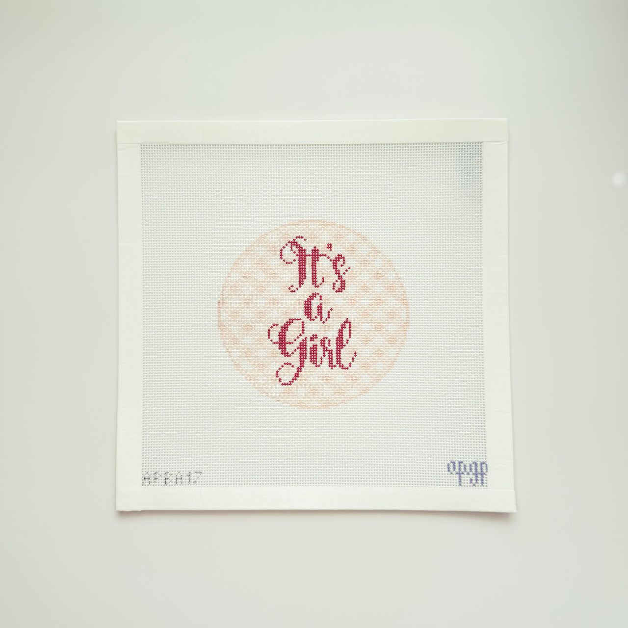 APBA17 - "Its a Girl" Gingham Round Canvas