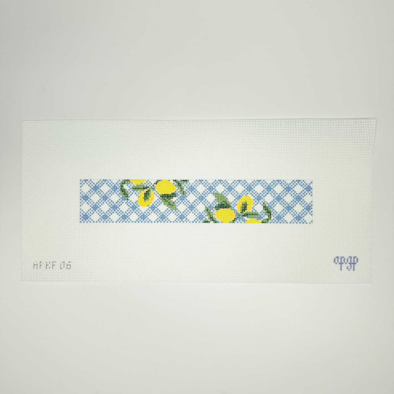 APKF06 - Lemons on Blue - Gingham Blue Key Fob