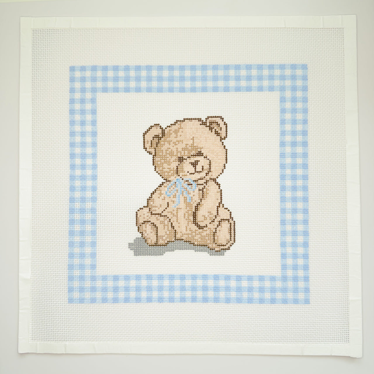 Bear Lovey with Gingham Border Canvas