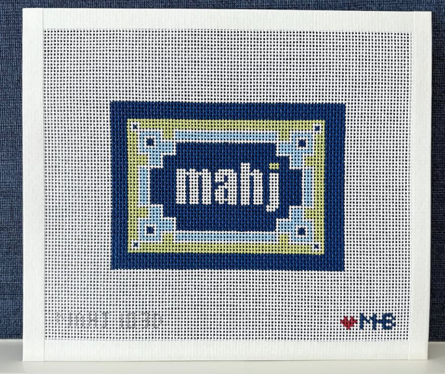 MAHJ103D Key Corner Mahjong Insert (Navy / Light Blue / Citron)