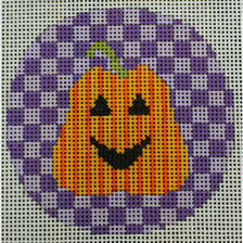 KKO235B Striped Pumpkin on Purple Checks
