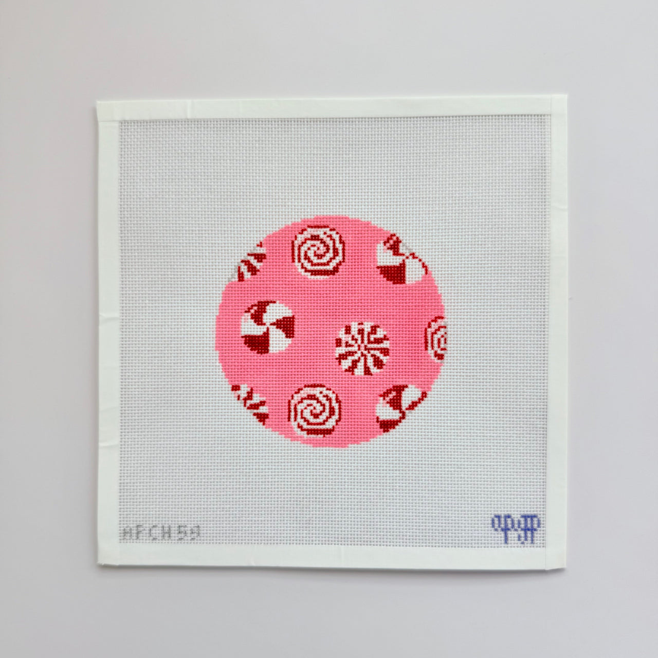 APCH59 - Peppermints on Pink Round