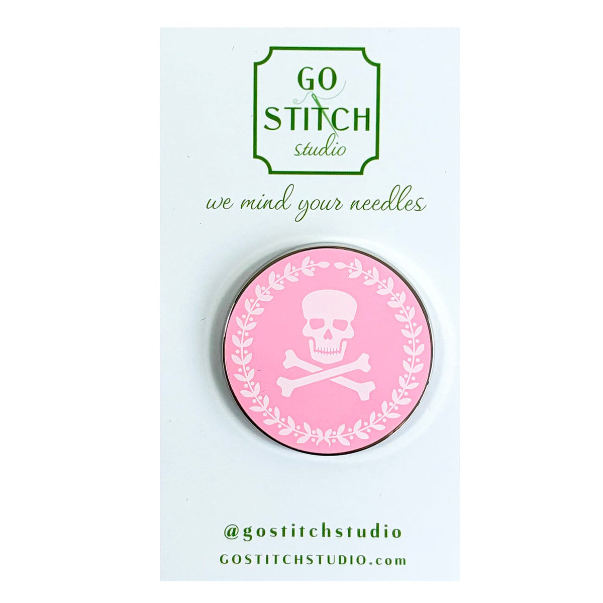 Pink Jolly Roger Skull & Crossbones Needleminder
