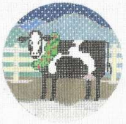 R323 Cow with Wreath Round