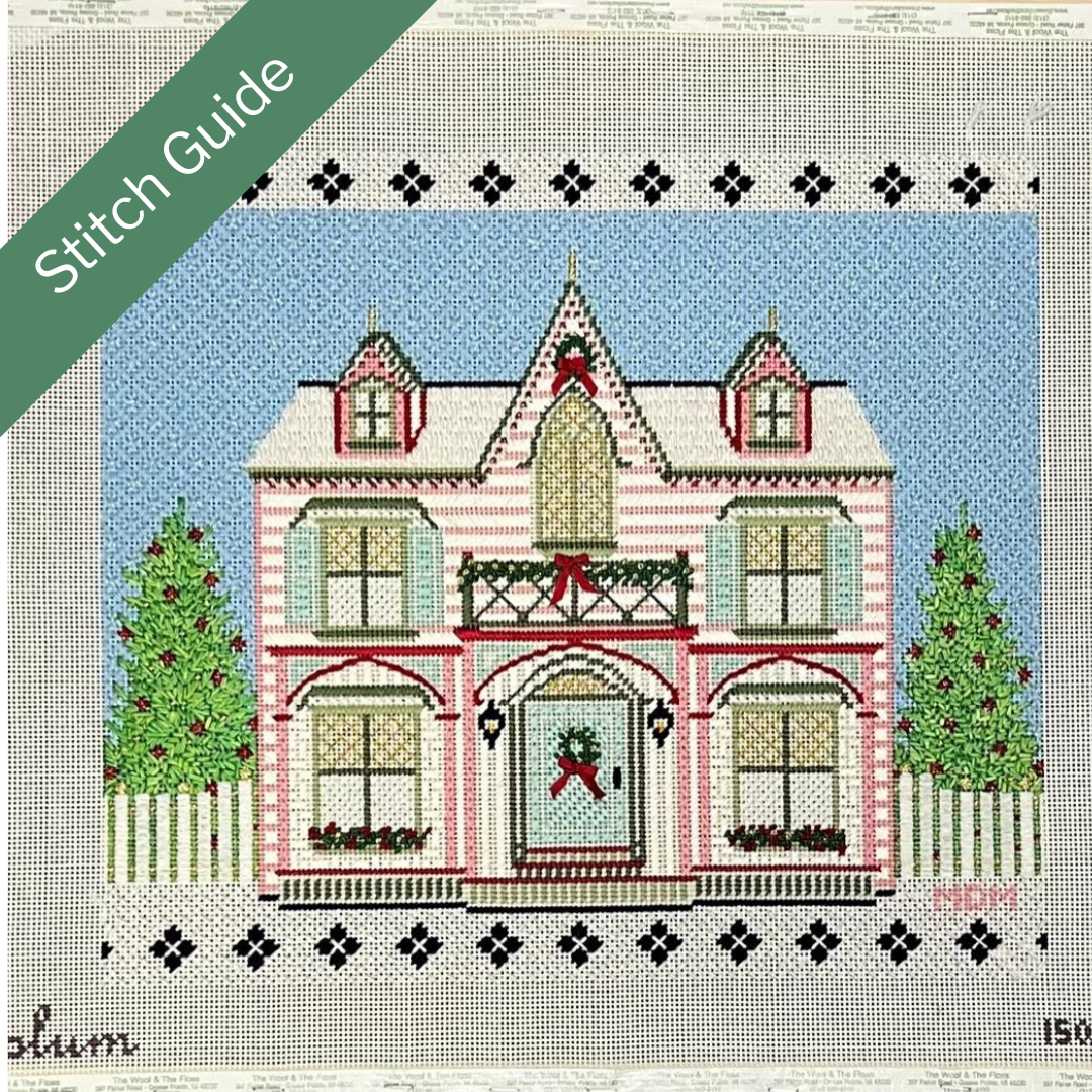 Plum Stitchery Peppermint House Canvas + Stitch Guide by Melissa MacLeod