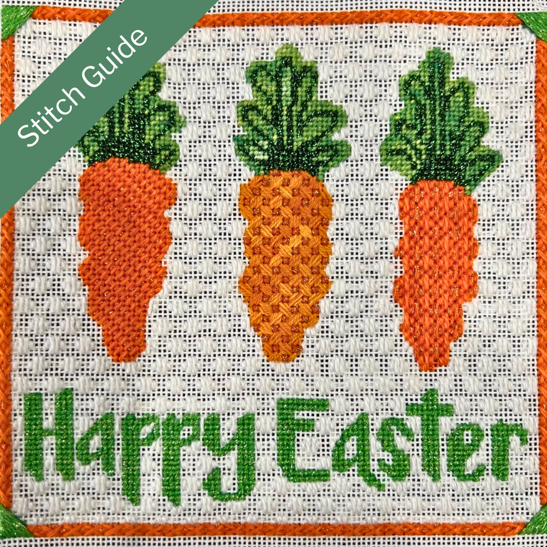 Happy Easter Carrots Canvas + Stitch Guide
