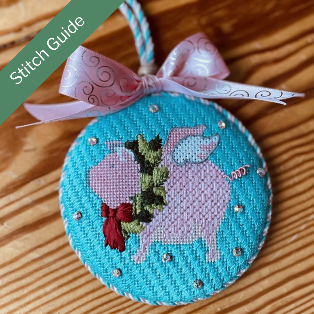 Flying Pig with Wreath Canvas + Stitch Guide